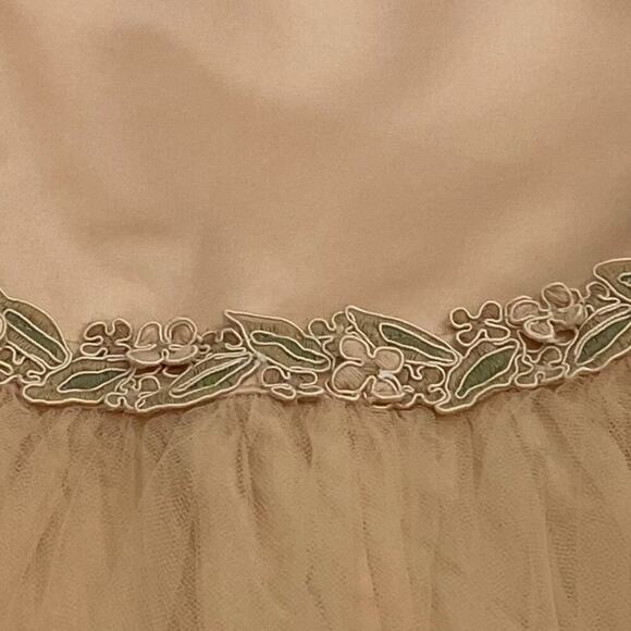 VTG Jessica McClintock Satin Tulle Dress, Embroidered, Flower Girl Dress, 10 - Picture 6 of 14